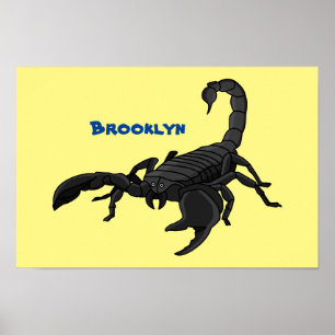 Schwarz-hungriges Skorpion Cartoon Illustration Poster