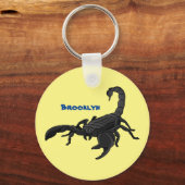 Schwarz-hungriges Skorpion Cartoon Illustration Schlüsselanhänger (Vorderseite)