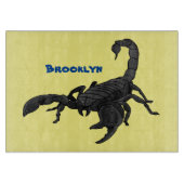 Schwarz-hungriges Skorpion Cartoon Illustration Schneidebrett (Vorderseite)