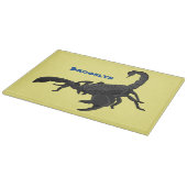 Schwarz-hungriges Skorpion Cartoon Illustration Schneidebrett (Ecke)