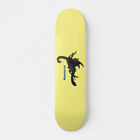 Schwarz-hungriges Skorpion Cartoon Illustration Skateboard (Vorne)