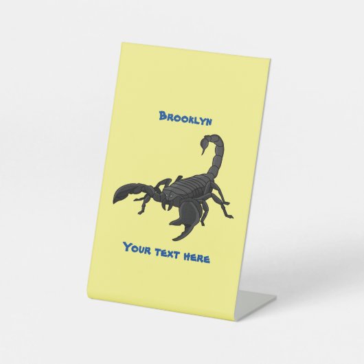 Schwarz-hungriges Skorpion Cartoon Illustration Sockelschild (Vorderseite)