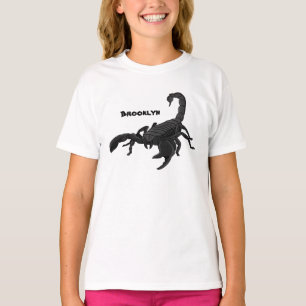 Schwarz-hungriges Skorpion Cartoon Illustration T-Shirt