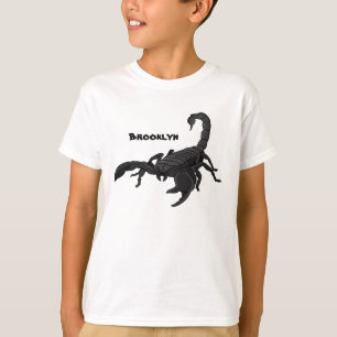 Schwarz-hungriges Skorpion Cartoon Illustration T-Shirt
