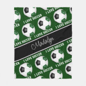 Schwarz-I-Liebe-Fußball-Textmuster Fleecedecke (Vorderseite)