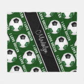 Schwarz-I-Liebe-Fußball-Textmuster Fleecedecke (Vorderseite (Horizontal))