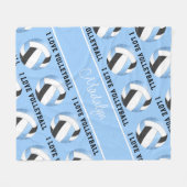 Schwarz I Liebe Volleyball Textmuster Fleecedecke (Vorderseite (Horizontal))