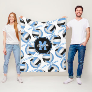 Schwarz-I-Liebe-Volleyballtextmuster Fleecedecke