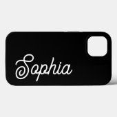 Schwarz | Ihr Name in Retro Script Case-Mate iPhone Hülle (Rückseite (Horizontal))