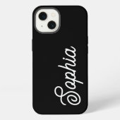 Schwarz | Ihr Name in Retro Script iPhone Hülle (Rückseite)
