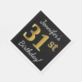 Schwarz, Imitate Gold 31. Geburtstag + Individuell Serviette (Ecke)