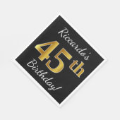 Schwarz, Imitate Gold 45. Geburtstag + Individuell Serviette (Ecke)