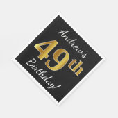 Schwarz, Imitate Gold 49. Geburtstag + Individuell Serviette (Ecke)