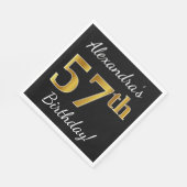 Schwarz, Imitate Gold 57. Geburtstag + Individuell Serviette (Ecke)
