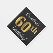 Schwarz, Imitate Gold 60. Geburtstag + Individuell Serviette (Ecke)