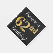 Schwarz, Imitate Gold 62. Geburtstag + Individuell Serviette (Ecke)