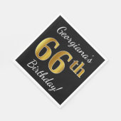 Schwarz, Imitate Gold 66. Geburtstag + Individuell Serviette (Ecke)