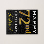 Schwarz, Imitate Gold 72. Geburtstag + Individuell Puzzle (Horizontal)