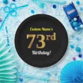 Schwarz, Imitate Gold 73. Geburtstag + Individuell Pappteller (Party)