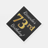 Schwarz, Imitate Gold 73. Geburtstag + Individuell Serviette (Ecke)