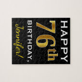 Schwarz, Imitate Gold 76. Geburtstag + Individuell Puzzle (Horizontal)
