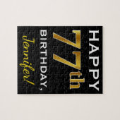 Schwarz, Imitate Gold 77. Geburtstag + Individuell Puzzle (Horizontal)
