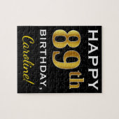 Schwarz, Imitate Gold 89. Geburtstag + Individuell Puzzle (Horizontal)