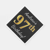 Schwarz, Imitate Gold 97. Geburtstag + Individuell Serviette (Ecke)
