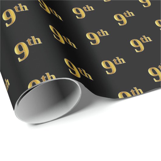 Schwarz, Imitate Gold 9. (9.) Event Wrapping Paper Geschenkpapier (Rolleneckpunkt)