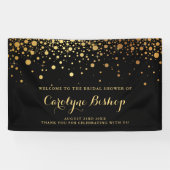 Schwarz | Imitate Gold Confetti Brautparty Banner (Horizontal)