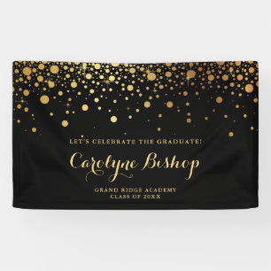 Schwarz   Imitate Gold Confetti Graduation Party B Banner