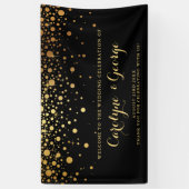 Schwarz | Imitate Gold Confetti Wedding Willkommen Banner (Vertikal)