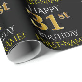 Schwarz, Imitate Gold "HAPPY 31. BIRTHDAY" Geschenkpapier (Rolleneckpunkt)