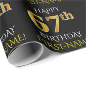 Schwarz, Imitate Gold "HAPPY 67. BIRTHDAY" Geschenkpapier (Rolleneckpunkt)