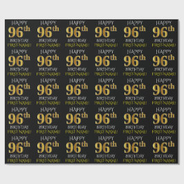 Schwarz, Imitate Gold "HAPPY 96. BIRTHDAY" Geschenkpapier