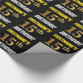 Schwarz, Imitate/Nachahmungs-Gold, "15. GEBURTSTAG Geschenkpapier (Ecke)
