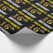Schwarz, Imitate/Nachahmungs-Gold, "16. GEBURTSTAG Geschenkpapier (Ecke)