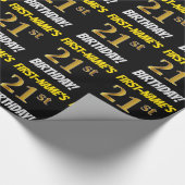 Schwarz, Imitate/Nachahmungs-Gold, "21. BIRTHTAG" Geschenkpapier (Ecke)