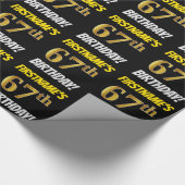 Schwarz, Imitate/Nachahmungs-Gold, "67. BIRTHDAY" Geschenkpapier (Ecke)