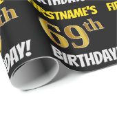 Schwarz, Imitate/Nachahmungs-Gold, "69. GEBURTSTAG Geschenkpapier (Rolleneckpunkt)