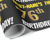 Schwarz, Imitate/Nachahmungs-Gold, "76. GEBURTSTAG Geschenkpapier (Rolleneckpunkt)