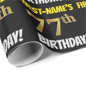 Schwarz, Imitate/Nachahmungs-Gold, "77. GEBURTSTAG Geschenkpapier (Rolleneckpunkt)