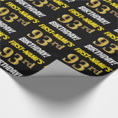 Schwarz, Imitate/Nachahmungs-Gold, "93. BIRTHDAY" Geschenkpapier (Ecke)