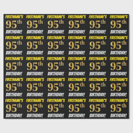 Schwarz, Imitate/Nachahmungs-Gold, "95. GEBURTSTAG Geschenkpapier (Flach)