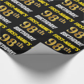 Schwarz, Imitate/Nachahmungs-Gold, "98. BIRTHDAY" Geschenkpapier (Ecke)