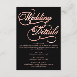 Schwarz & Imitate Rose Gold Kalligrafie Feierliche Begleitkarte