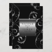 Schwarz & Imitate Silberglasflorensessel elegant Einladung (Vorne/Hinten)