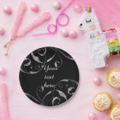 Schwarz & Imitate Silberglasflorensessel elegant Pappteller (Party)