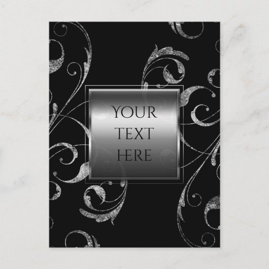 Schwarz & Imitate Silberglasflorensessel elegant Postkarte (Vorderseite)