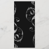 Schwarz & Imitate Silver Floral Swirl Elegantes Me Menükarte (Rückseite)
